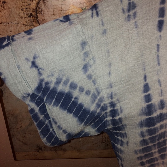 Sz L J. Jill Light Blue Tie-Dye Tunic Shirt Boho - Picture 7 of 16